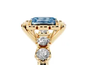 Emerald Cut Floral Engagement Ring Setting for a Fancy Blue Lab-Grown Diamond | Petal Frame | Yellow Gold