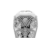 Princess Cut Diamond Bezel Ring Set in White gold with Milgrain Accent Band