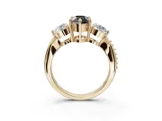 Pear-Shaped Three Stone Engagement Ring Setting for a Black Center | Tapered Pavé Band | Yellow Gold