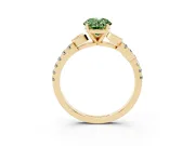 Oval Leaf Pavé Engagement Ring Setting for a Fancy Green Lab-Grown Diamond | Yellow Gold