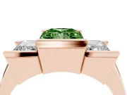 Radiant Cut Channel-Set Three Stone Engagement Ring Setting for a Fancy Green Lab-Grown Diamond | Rose Gold