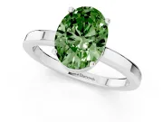 Oval Hidden Halo Engagement Ring Setting for a Fancy Green Lab-Grown Diamond | Flat Wide Band | White Gold