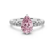 Pear-Shaped Pavé Engagement Ring Setting for a Fancy Pink Lab-Grown Diamond | White Gold
