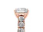 Princess Cut Cut-Down Side Stone Engagement Ring Setting | Scalloped Shoulders | Rose Gold