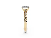 Fancy Black Radiant Cut Diamond Engagement Ring Set in Yellow gold with Side Stone Accents and Prong Setting