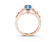 Cushion Cut Leaf Solitaire Engagement Ring Setting for a Fancy Blue Lab-Grown Diamond | Rose Gold