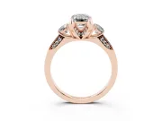 Emerald Cut Hidden Halo Three Stone Engagement Ring Setting for a Fancy Yellow Lab-Grown Diamond | Rose Gold