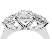 Cushion Cut Three Stone Engagement Ring Setting | Basket Prong Heads | Sterling Silver