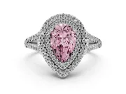 Pear-Shaped Double Halo Engagement Ring Setting for a Fancy Pink Lab-Grown Diamond | Pavé Split Shank | Platinum