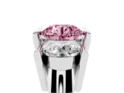 Fancy Pink Round Cut Diamond Three-Stone Channel Set Ring Set in White gold with Smooth Polished Band