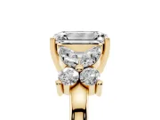 Emerald Cut Floral Side Stone Engagement Ring Setting | Marquise Petals | Yellow Gold
