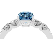 Emerald Cut Five Stone Engagement Ring Setting for a Fancy Blue Lab-Grown Diamond | White Gold