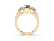 Oval Three Stone Engagement Ring Setting for a Black Center | Matching Side Stones | Yellow Gold