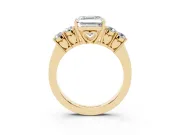 Asscher Cut Close Set Five Stone Engagement Ring Setting | Yellow Gold