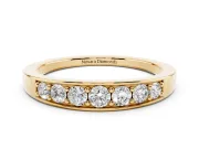 Round Diamond Comfort Fit Band Set in Yellow gold with Channel-Set Row