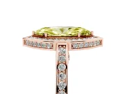 Fancy Yellow Marquise Cut Diamond Halo Pavé Split Shank Ring Set in Rose gold with Prong Setting