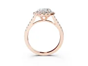 Heart-Shaped Raised Halo Engagement Ring Setting | Pave Band | Rose Gold