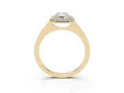 Emerald Cut Diamond Halo Engagement Ring Set in Yellow gold with Solitaire Band and Prong Setting