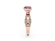 Heart-Shaped Three-Stone Pavé Twist Engagement Ring Setting for a Fancy Pink Lab-Grown Diamond | Split Shank | Rose Gold
