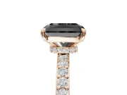 Radiant Cut Hidden Halo Solitaire Engagement Ring Setting for a Black Center | Pavé Band | Rose Gold