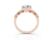 Heart-Shaped Scattered Accent Engagement Ring Setting | Slim Band | Rose Gold