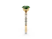 Round Pave Engagement Ring Setting for a Fancy Green Lab-Grown Diamond | Slim Band | Yellow Gold