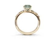 Cushion Cut Graduated Solitaire Engagement Ring Setting for a Fancy Green Lab-Grown Diamond | Yellow Gold