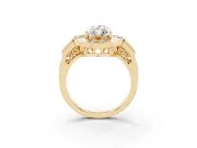 Marquise Milgrain Sectioned Halo Engagement Ring Setting | Square-Framed Sides | Yellow Gold