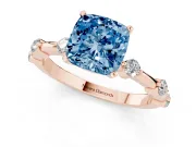 Cushion Cut Bar Set Engagement Ring Setting for a Fancy Blue Lab-Grown Diamond | Rose Gold