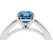 Radiant Cut Solitaire Engagement Ring Setting for a Fancy Blue Lab-Grown Diamond | Stepped Flat Band | White Gold