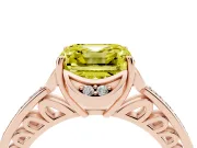 Asscher Cut Floral Pavé Engagement Ring Setting for a Fancy Yellow Lab-Grown Diamond | Rose Gold