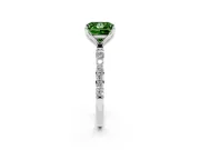 Princess Cut Pave Solitaire Engagement Ring Setting for a Fancy Green Lab-Grown Diamond | Slim Band | Sterling Silver