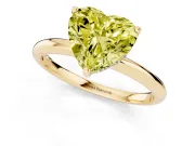Heart-Shaped Hidden Halo Engagement Ring Setting for a Fancy Yellow Lab-Grown Diamond | Plain Band | Yellow Gold