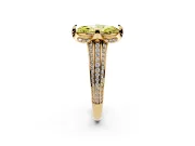 Marquise Hidden Halo Engagement Ring Setting for a Fancy Yellow Lab-Grown Diamond | Triple Row Pavé Band | Yellow Gold