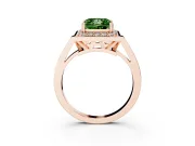 Princess Cut Halo Engagement Ring Setting for a Fancy Green Lab-Grown Diamond | Polished Halo Rim | Rose Gold