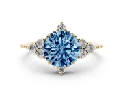 Round Cluster Engagement Ring Setting for a Fancy Blue Lab-Grown Diamond | Yellow Gold