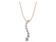 Round Lab-Grown Diamond Graduated Curve Pendant Necklace | Linked Prong Heads | Rose Gold
