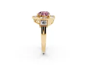 Heart-Shaped Milgrain Sectioned Halo Engagement Ring Setting for a Fancy Pink Lab-Grown Diamond | Yellow Gold