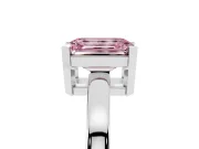 Emerald Cut Solitaire Engagement Ring Setting for a Fancy Pink Lab-Grown Diamond | Flat Tab Prongs | Sterling Silver