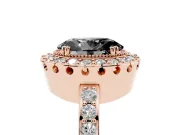 Oval Vintage Milgrain Halo Engagement Ring Setting for a Black Center | Pierced Gallery | Rose Gold