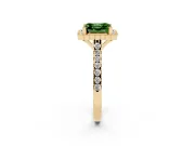 Asscher Cut Milgrain Floral Halo Engagement Ring Setting for a Fancy Green Lab-Grown Diamond | Pavé Band | Yellow Gold