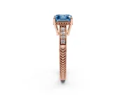 Asscher Cut Engraved Engagement Ring Setting for a Fancy Blue Lab-Grown Diamond | Rose Gold