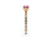 Cushion Cut Pavé Solitaire Engagement Ring Setting for a Fancy Pink Lab-Grown Diamond | Yellow Gold