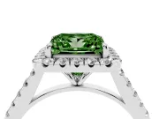 Princess Cut Halo Engagement Ring Setting for a Fancy Green Lab-Grown Diamond | Pave Shoulders | Platinum