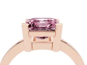 Fancy Pink Asscher Cut Diamond Solitaire Ring Set in Rose gold with Prong Head and Smooth Polished Band