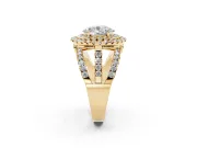Oval Double Halo Split Shank Engagement Ring Setting | Pave Strands | Yellow Gold
