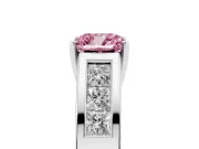 Cushion Cut Channel-Set Engagement Ring Setting for a Fancy Pink Lab-Grown Diamond | Platinum