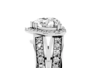 Heart-Shaped Halo Engagement Ring Setting | Two-Row Pave Split Shank | Sterling Silver