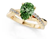 Pear-Shaped Crossover Engagement Ring Setting for a Fancy Green Lab-Grown Diamond | Yellow Gold