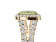 Emerald Cut Halo Pavé Engagement Ring Setting for a Fancy Yellow Lab-Grown Diamond | Narrow Split Shank | Yellow Gold